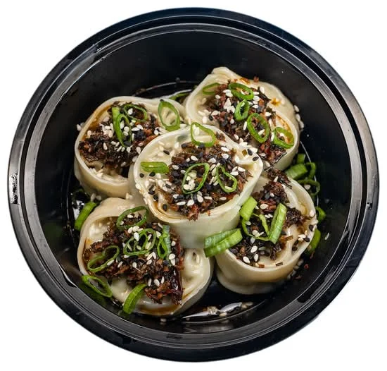 Garlic Chili Mandu, hand-folded gyoza at Shiso Crispy in St. Petersburg & Tampa